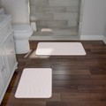 Hastings Home 2-piece Bathroom Rug Set, Memory Foam Mats, Wavy Microfiber Non-Slip Absorbent Runner, Ivory 211144AEV